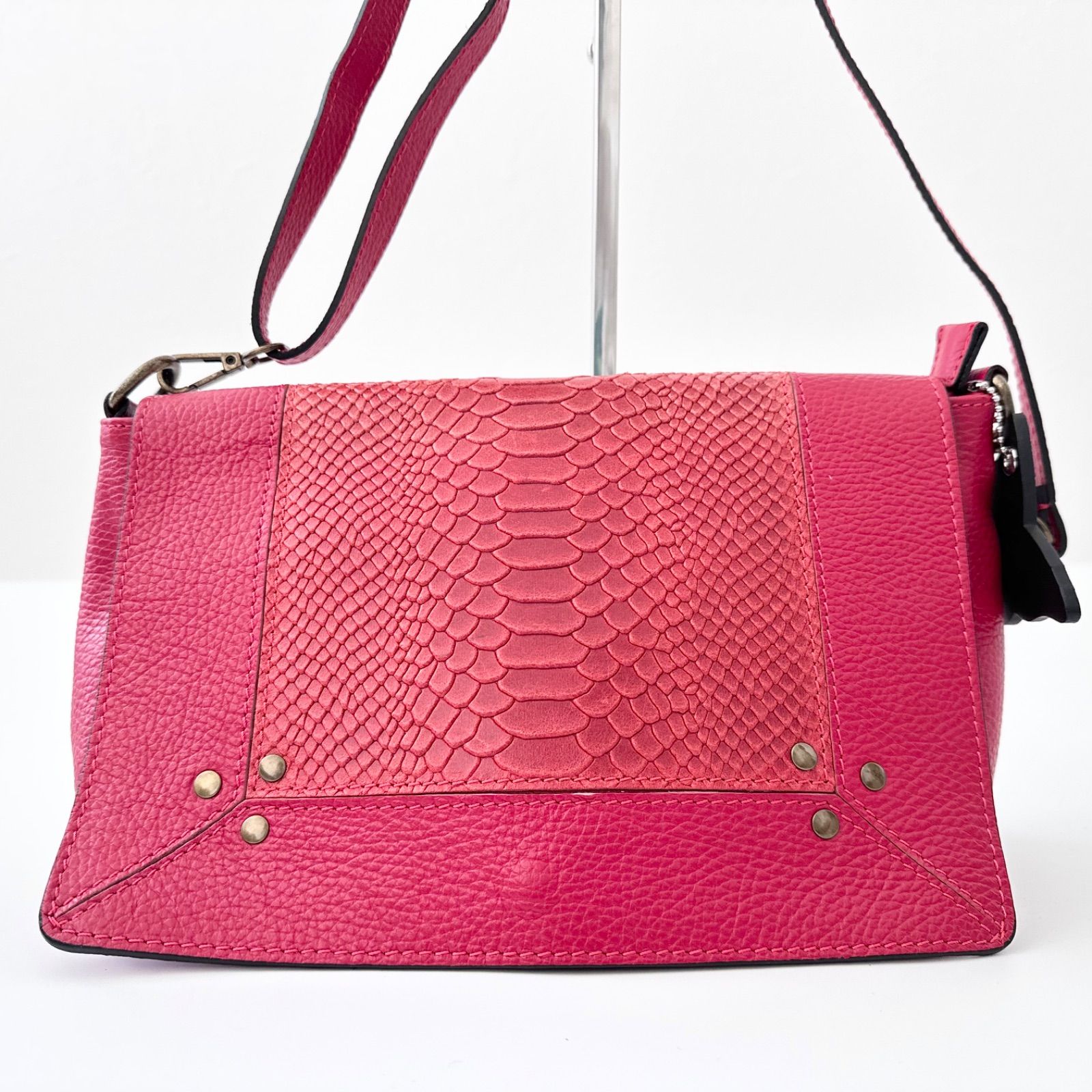 モードフルーレ BORSE IN PELLE レザー パイソン型押し フラップ 