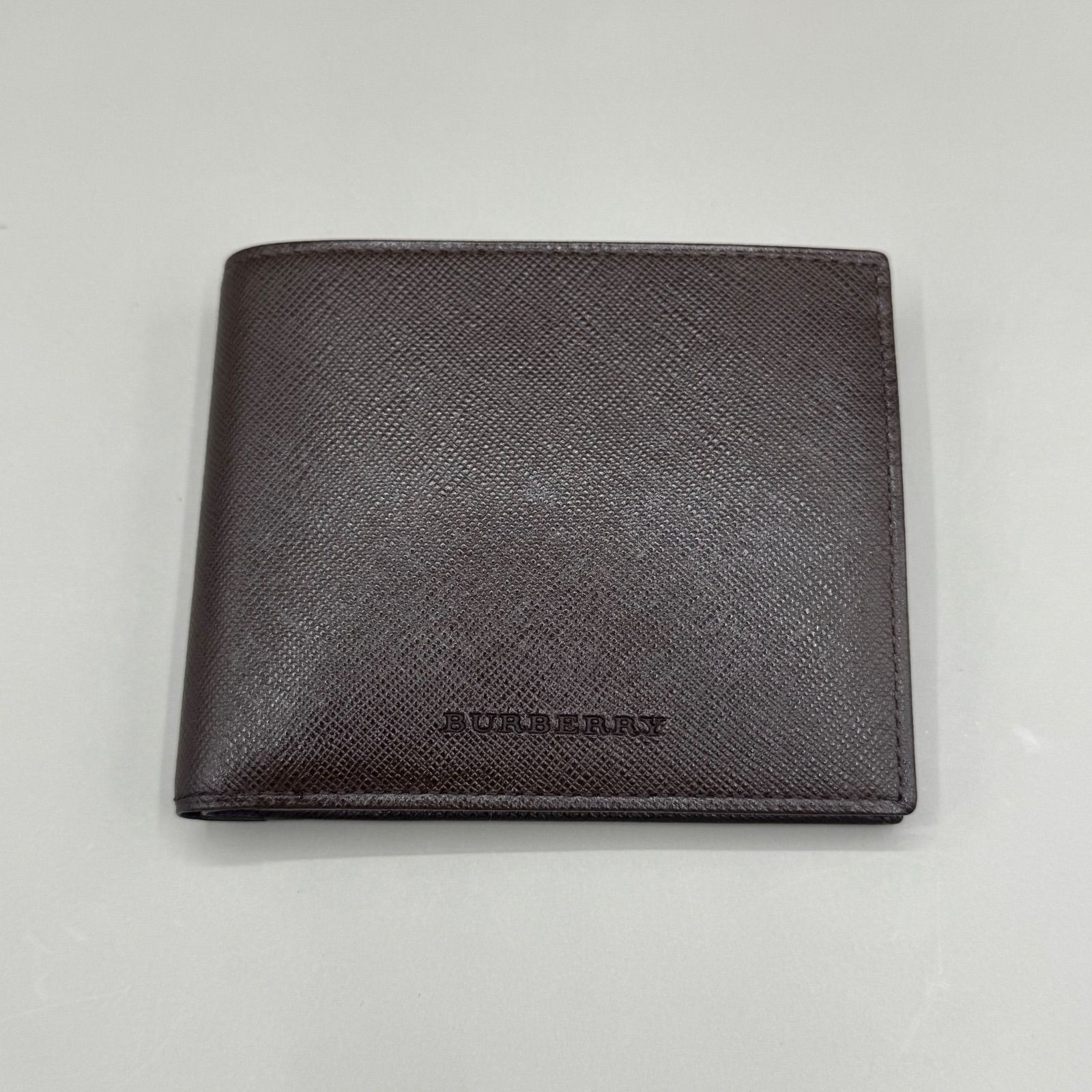 未使用保管品 バーバリー 二つ折り財布 レザー 茶 ブラウン 