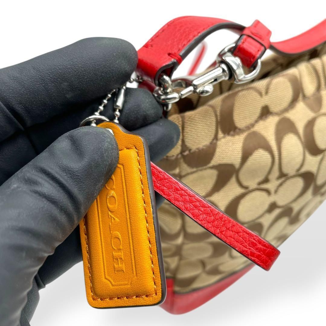 未使用級 COACH コーチ 2way ショルダーバッグ レッド キャンバス