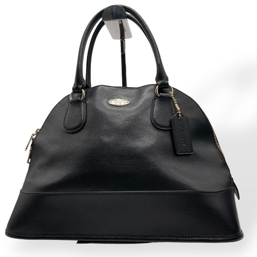 極美品 COACH コーチ ハンドバッグ ドーム型 レザー ブラック 本