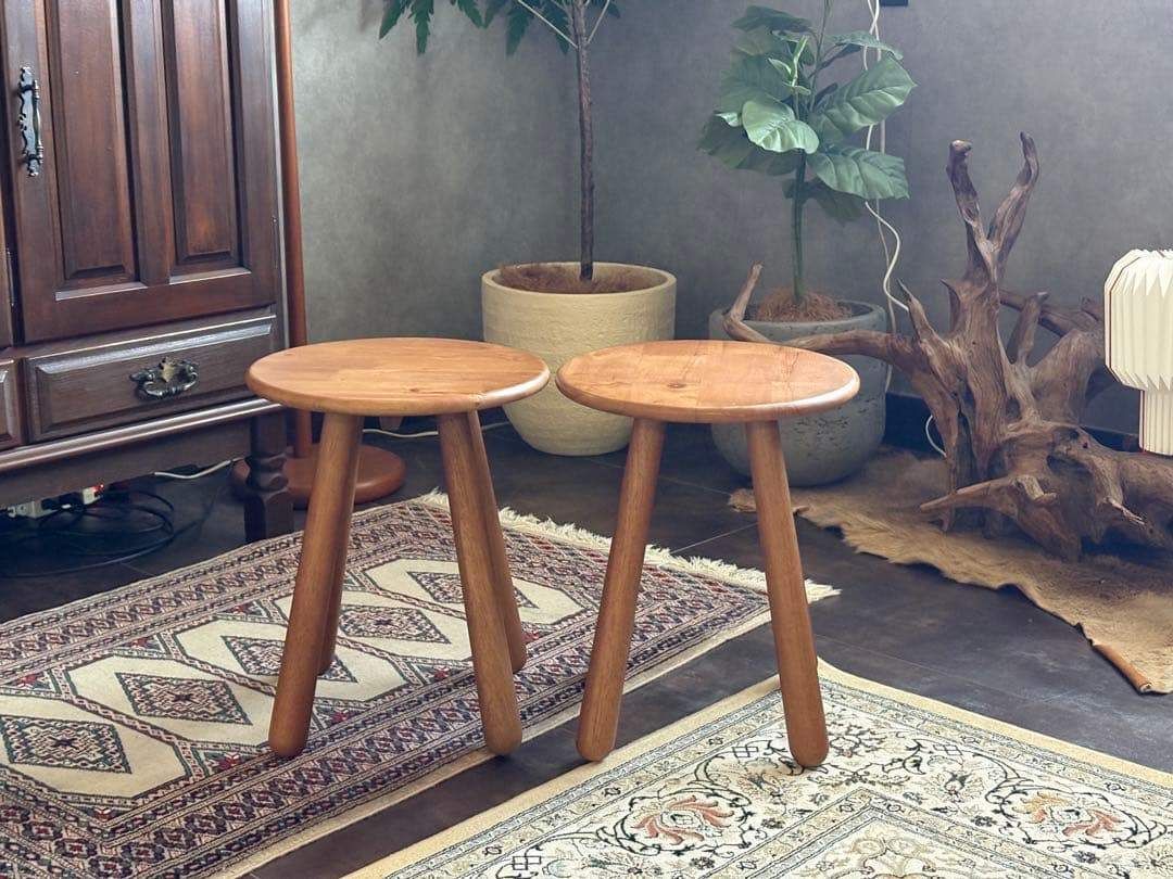 A 昭和レトロ 鉄脚スツール ヴィンテージ 寄木細工 古家具 インダストリアル A 昭和レトロ 鉄脚スツール ヴィンテージ 寄木細工 古家具