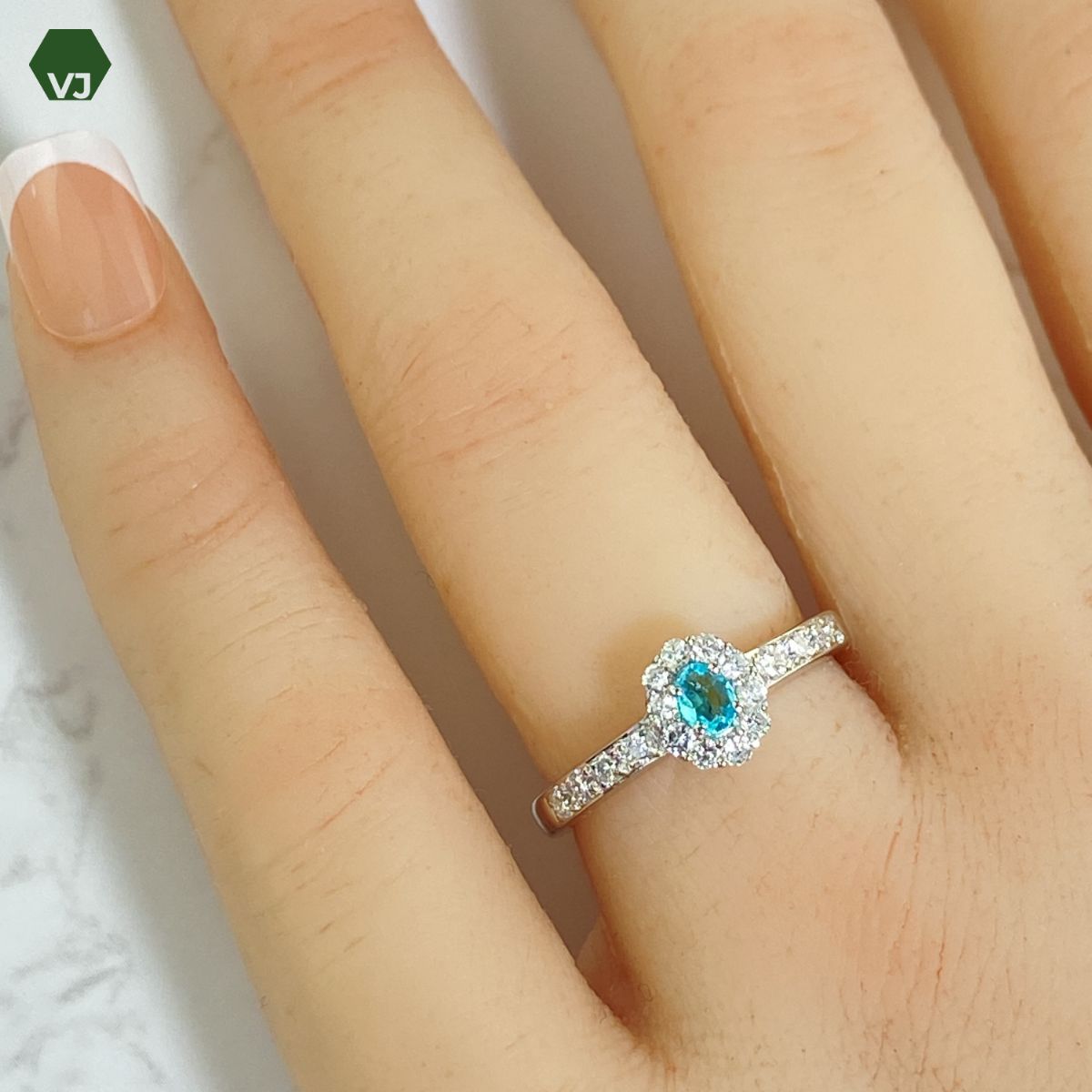 33-18】ブラジル産パライバトルマリン ダイヤ リング0.123ct D0.36ct 