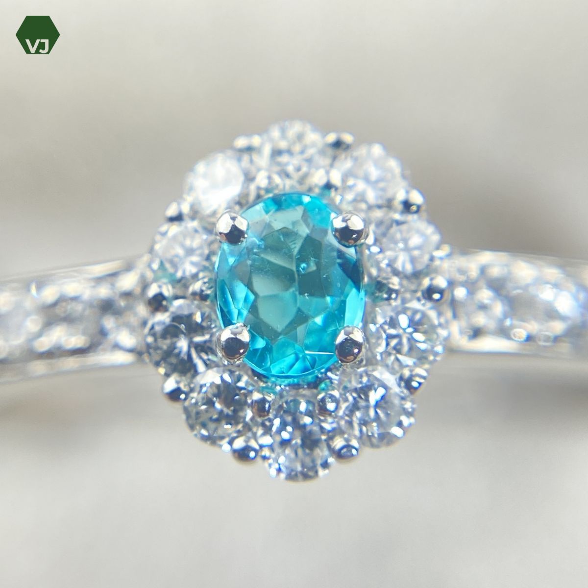 33-18】ブラジル産パライバトルマリン ダイヤ リング0.123ct D0.36ct 