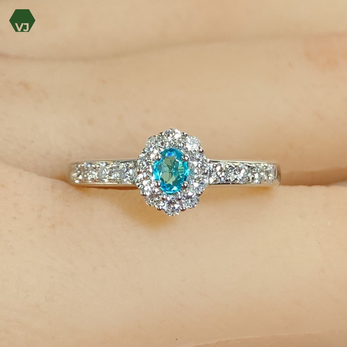 33-18】ブラジル産パライバトルマリン ダイヤ リング0.123ct D0.36ct 