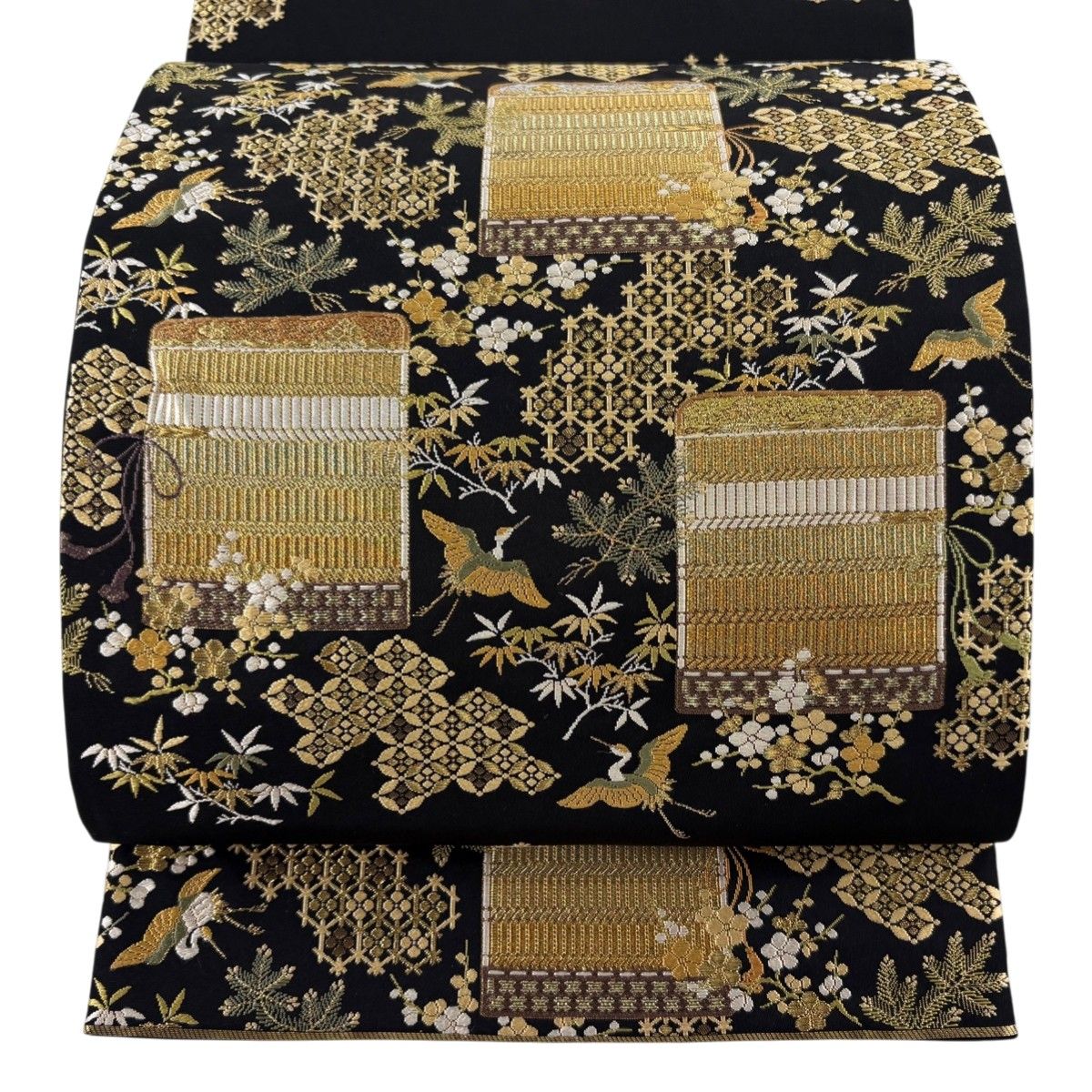 美品】 袋帯 逸品 河合美術織物 落款 京西陣織 関西仕立て 鎧威 松竹梅 
