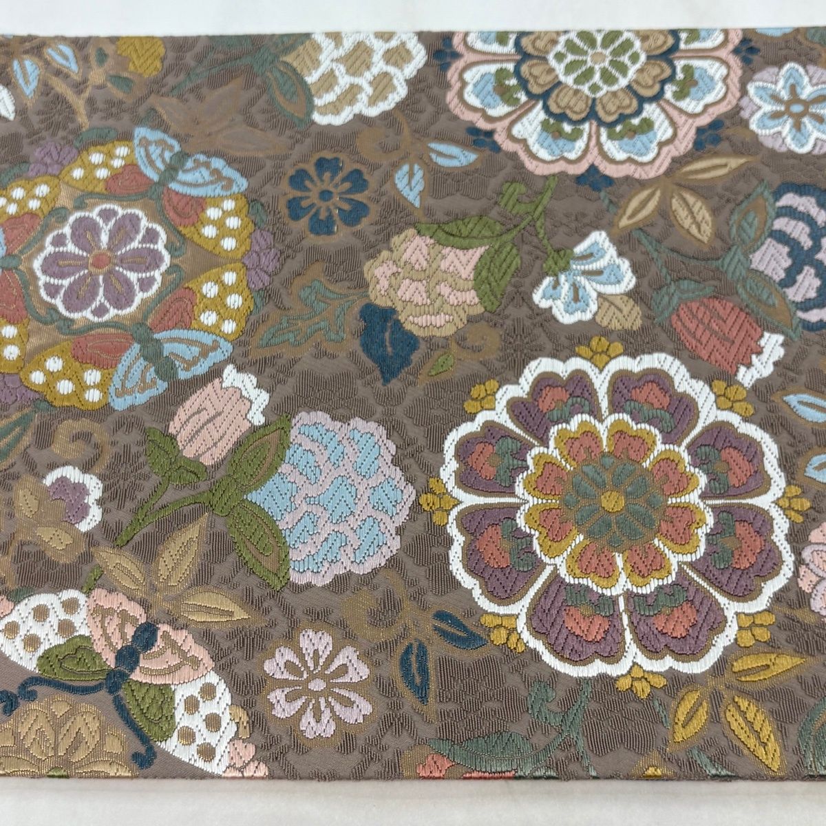 袋帯 名品 華文 花唐草 唐織 箔 小豆色 六通 正絹 【】 【公式通販】
