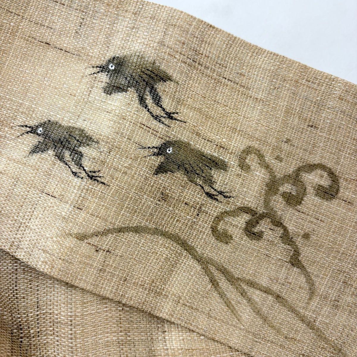 夏物　名古屋帯 名古屋帯 名品 夏帯 鳥 波 薄茶色 麻 【中古】 - メルカリ