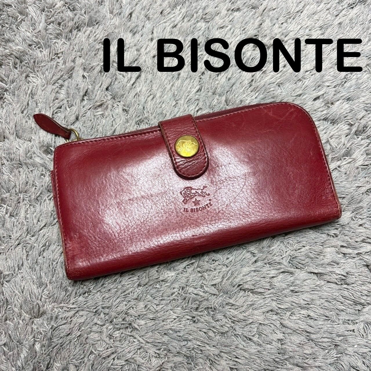 IL BISONTE イルビゾンテ 長財布 本革 レザー レッド ユニセックス 