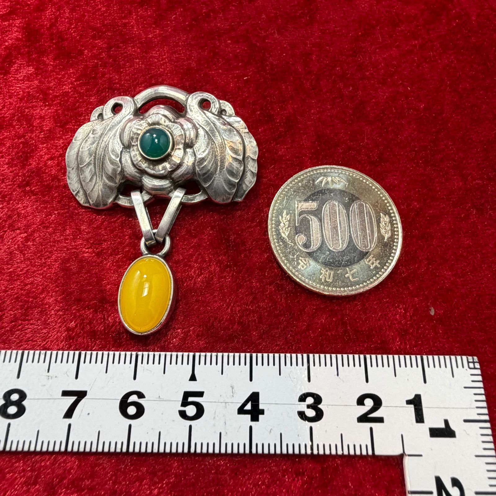 美品 2008 ヘリテージ ブローチ イエロー&グリーンアゲード ジョージ
