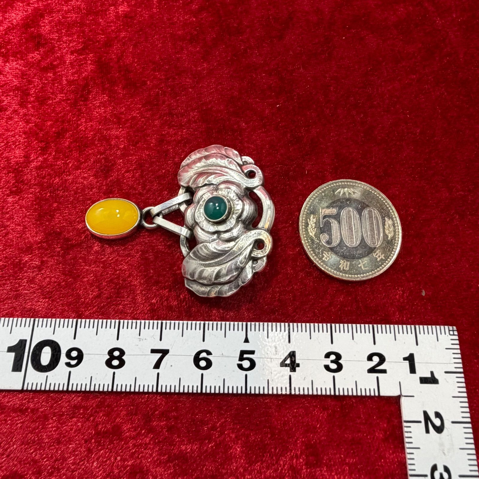 美品 2008 ヘリテージ ブローチ イエロー&グリーンアゲード ジョージ