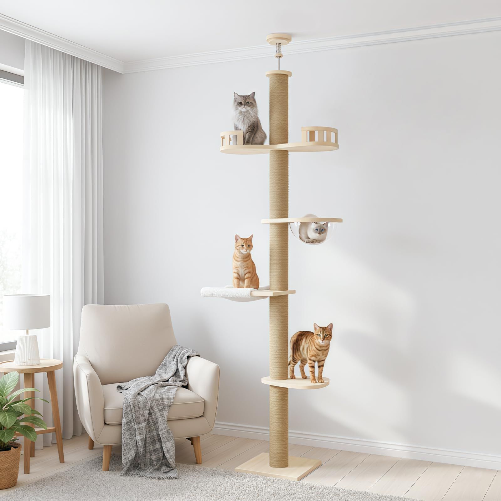最終値❣️新品未使用❣️突っ張り型キャットタワー 高さ235-260cm 猫