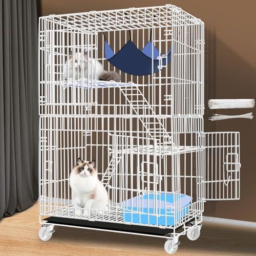 猫ケージ 猫用ケージ 猫ハウス [本体サイズ:60×42×96CM、ホワイト][高
