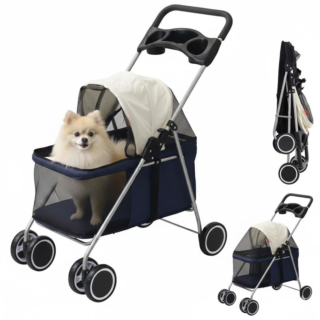 iimono117 ペットカート 小型犬 犬 猫 軽量 折りたたみ 前輪360°回転