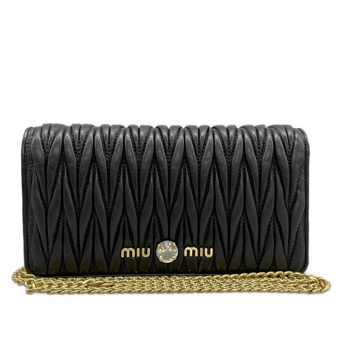 miumiu(ミュウミュウ) 財布 マテラッセ 5DH029 黒 チェーンウォレット 