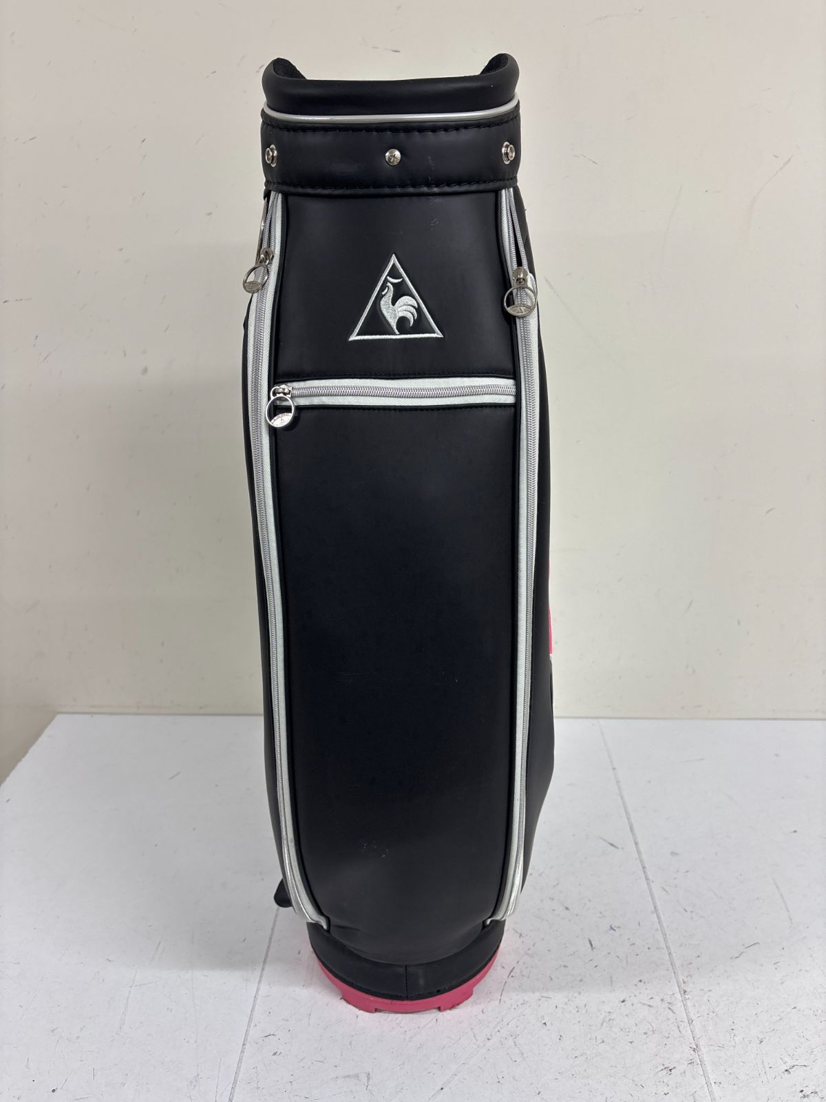  送料無料 le coq sportif ルコック キャディバッグ 黒×ピンク キルティング ポロシャツ ゴルフバッグ キャディバッグ ゴルフ