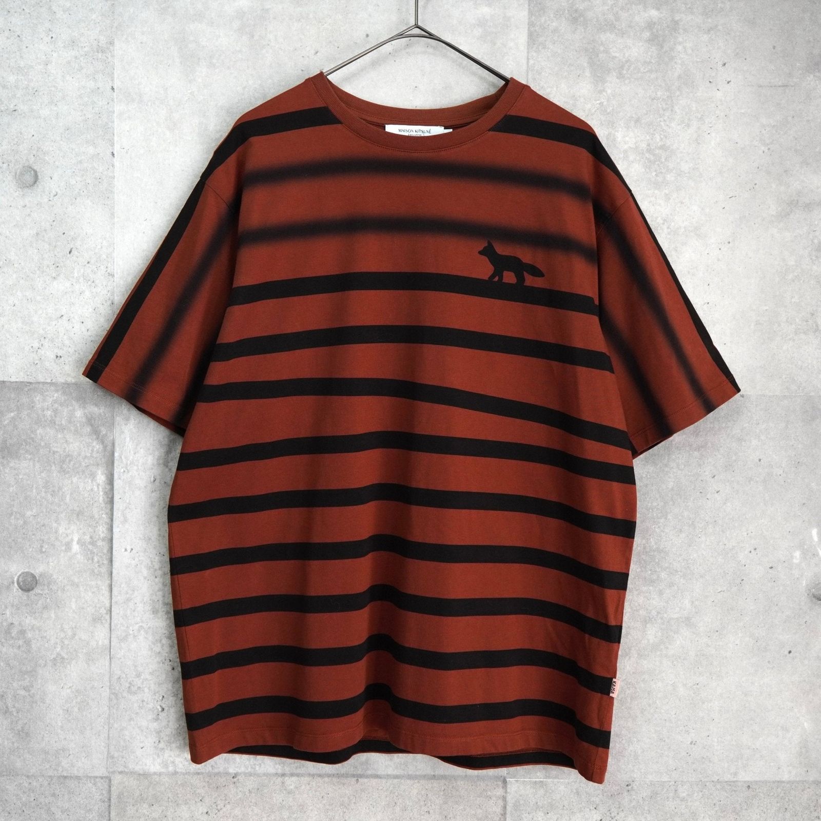メゾン キツネ フォックス ボーダー Tシャツ オレンジブラウン - メルカリ