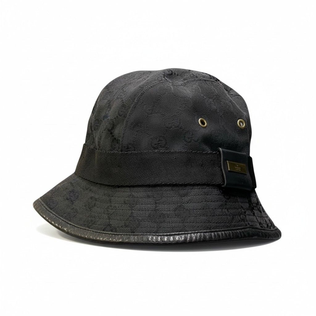 c18 GUCCI グッチ ゴールドプレート GGキャンバス バケットハット Gold