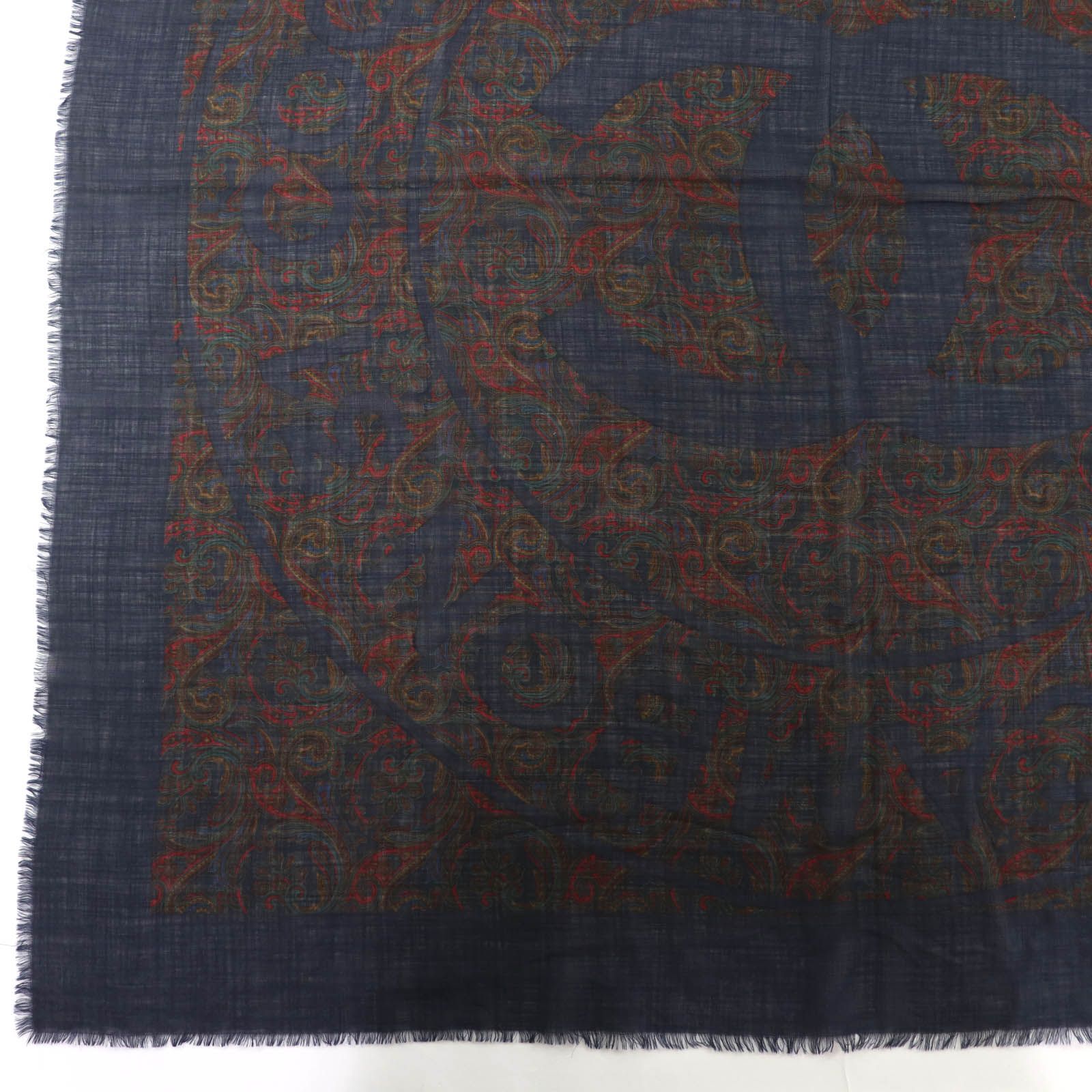美品☆CHANEL シャネル シルク カシミヤ ココマーク ペイズリー柄 大判