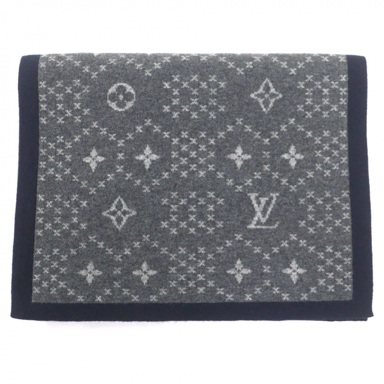 LOUIS VUITTON ルイヴィトン グレー マフラー モノグラムカシミア