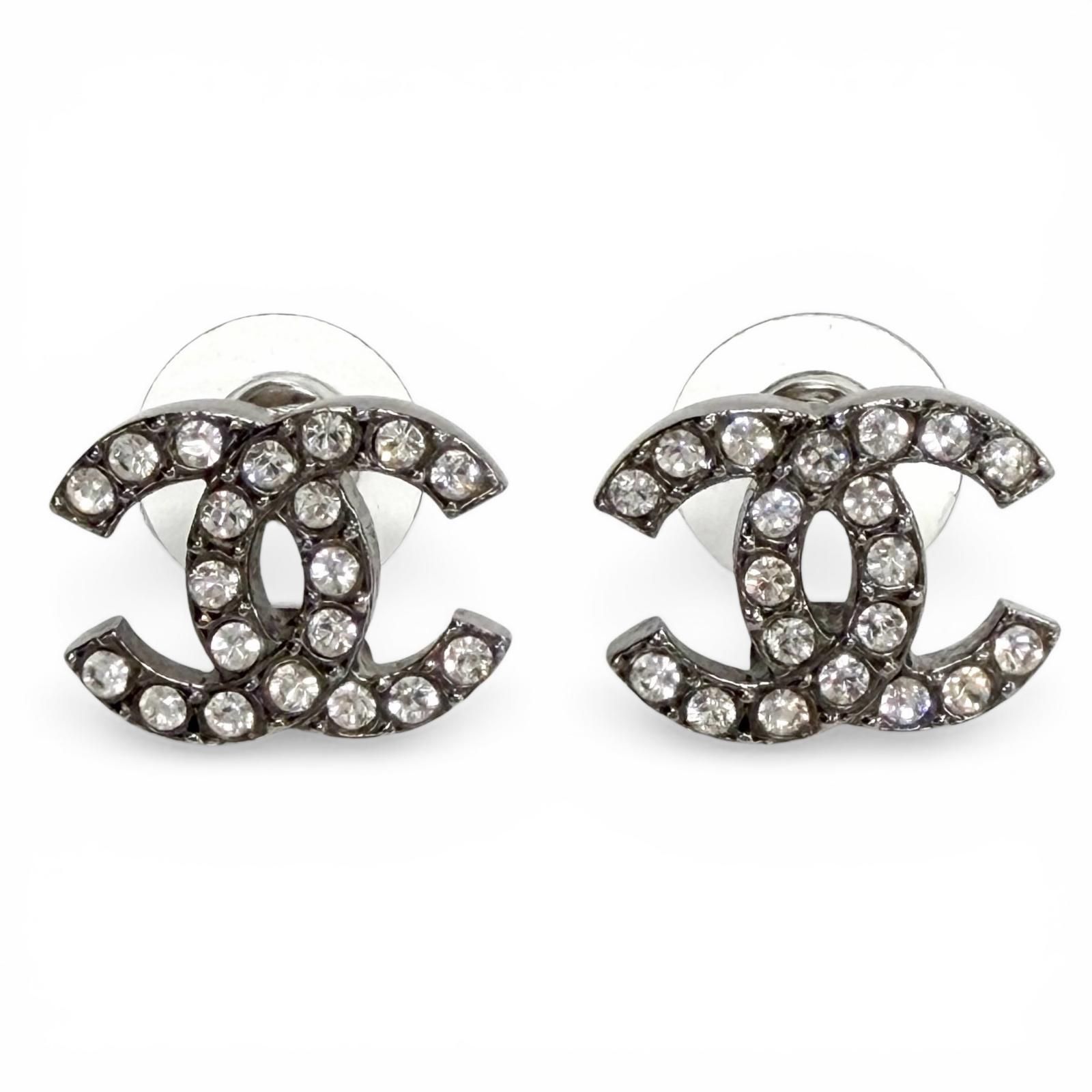 美品◇CHANEL シャネル C22S ココマーク ラインストーン付き 両耳用 