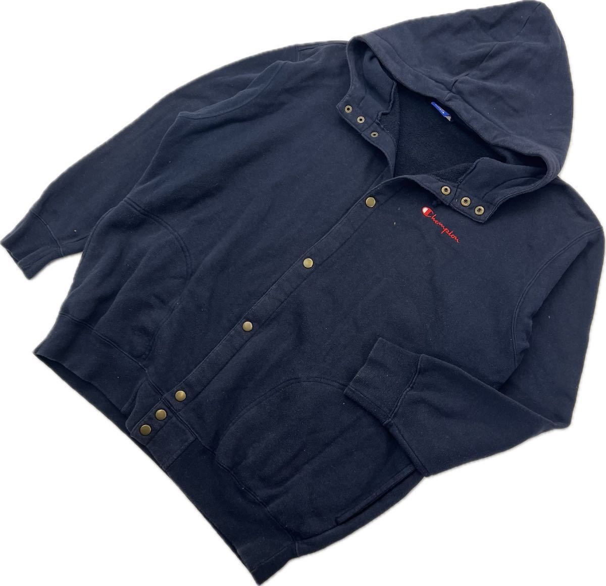 Champion ☆ スウェット スナップボタン パーカー ネイビー 3L ビッグ 