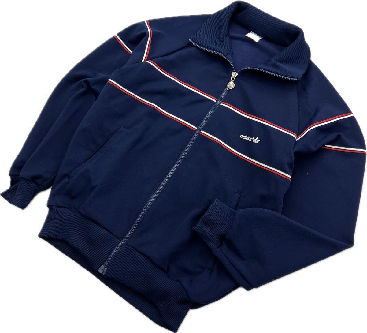 70s 80s ☆  トラックジャケット ジャージ ジャケット ネイビー M ストリート ヴィンテージ デサント アディダス ドラマ着用■BG232 70s 80s ☆ adidas トラックジャケット ジャージ ジャケット ネイビー