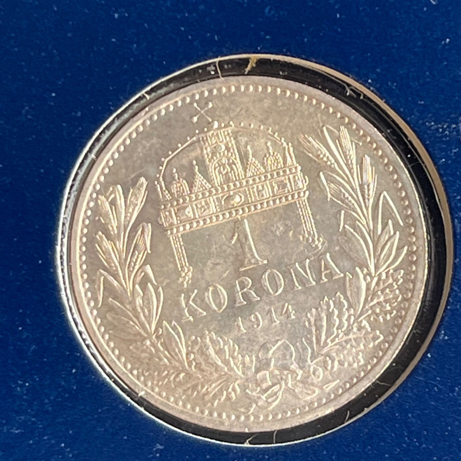 本物保証】1914年 オーストリア＝ハンガリー帝国 1コロナ 銀貨