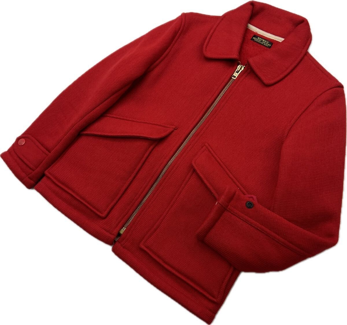 BROWN‘S BEACH JACKET ☆ ブラウンズビーチジャケット ロストヒルズ ウール ジャケット レッド 36 秋冬 アメカジ オールド 古着■AG263 BROWN'S BEACH JACKET ☆ ブラウンズビーチジャケット ロストヒルズ