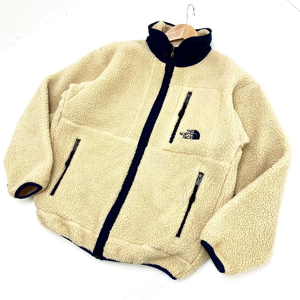 ■ノースフェイス THE NORTH FACE NA-1202 【毛足の長いレトロX型♪】【合わせやすいオフホワイト】ボアフリース ジャケット Mサイズ■B103 □ノースフェイス THE NORTH FACE NA-1202 【毛足の長いレトロX型