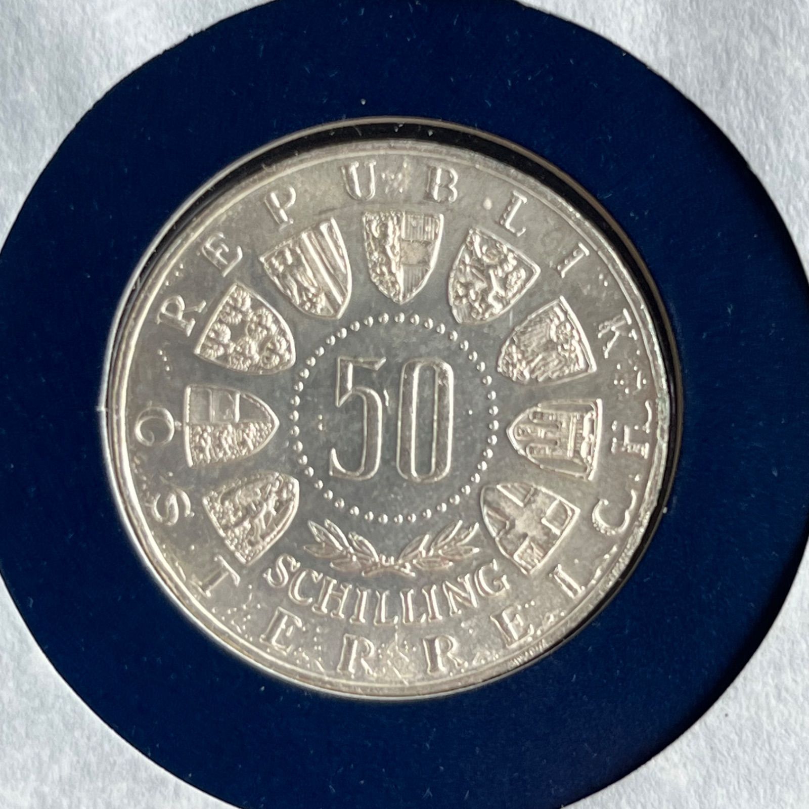 1964年オーストリア インスブルックオリンピック記念硬貨　銀貨 本物保証】1964年 オーストリア インスブルック冬季五輪 50シリング
