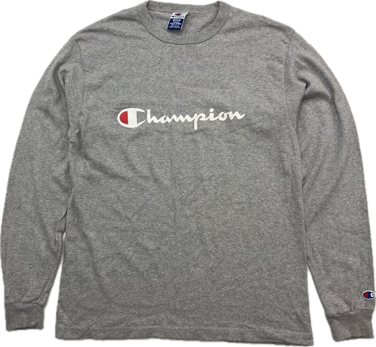 Champion ☆ チャンピオン USA製 ロゴ グレー Tシャツ 長袖 ロンT 