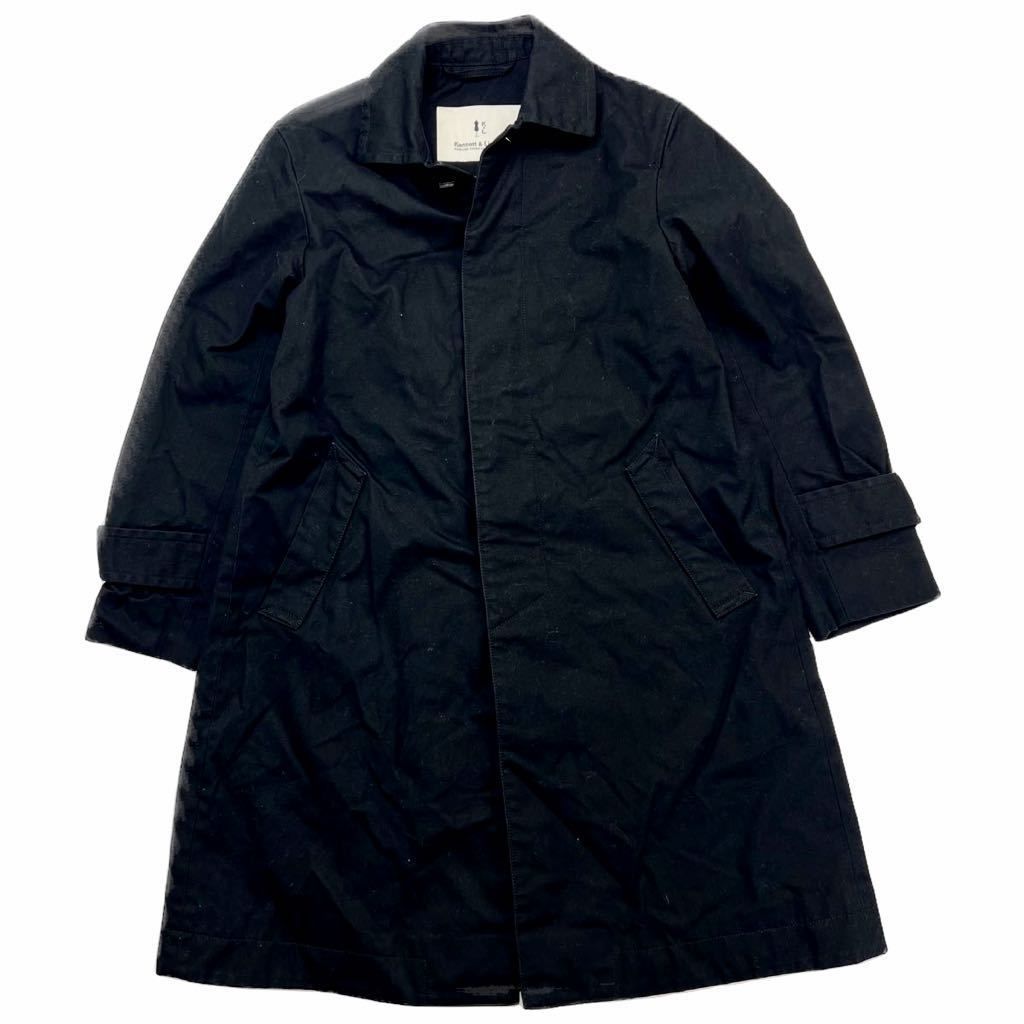 Kennett & Lindsell ☆ ベンタイル コットン ステンカラーコート ロングコート ブラック 36 メンズ 大人スタイル ケネット&リンゼル■CM54 Kennett & Lindsell ☆ ベンタイル コットン ステンカラーコート