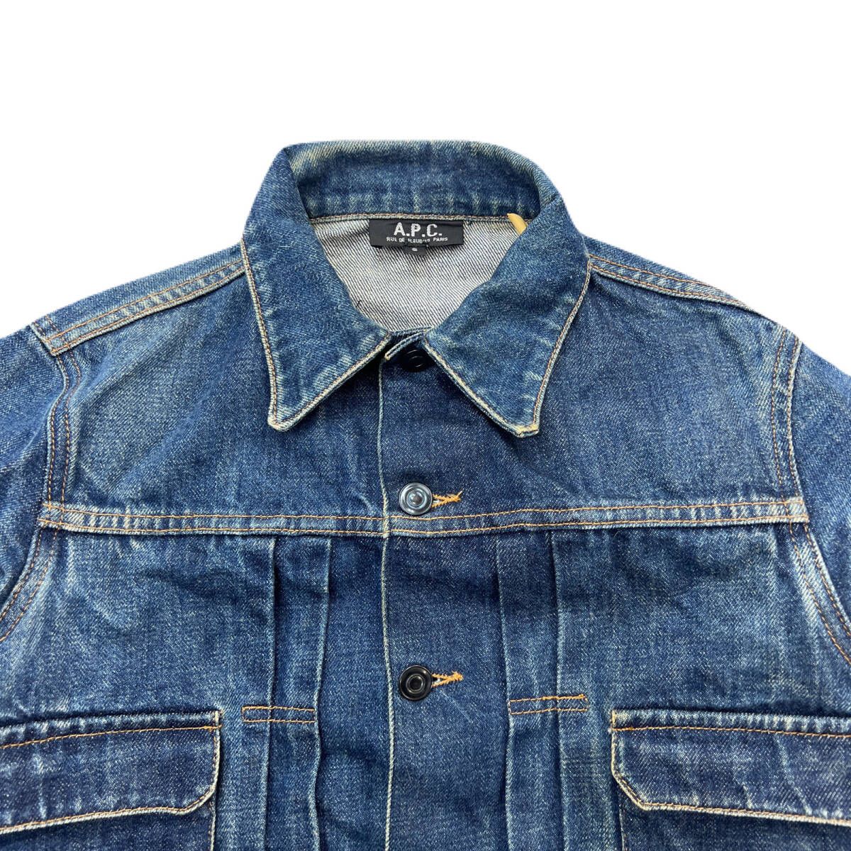 A.P.C. デニムジャケット ジージャン Gジャン 2nd タイプ セルビッチ 赤耳 ビンテージデザイン メンズ Sサイズ ●e352 A.P.C. デニムジャケット ジージャン Gジャン 2nd タイプ セルビッチ
