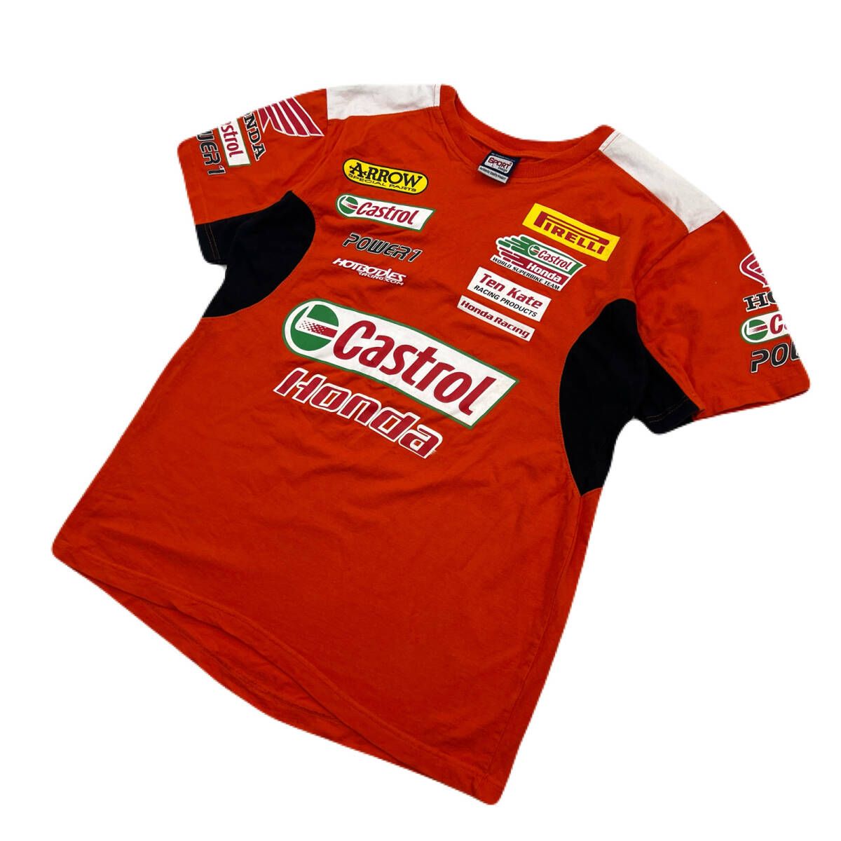 HONDA 半袖 Tシャツ ロゴ多数 レーシング Lサイズ メンズ オレンジ