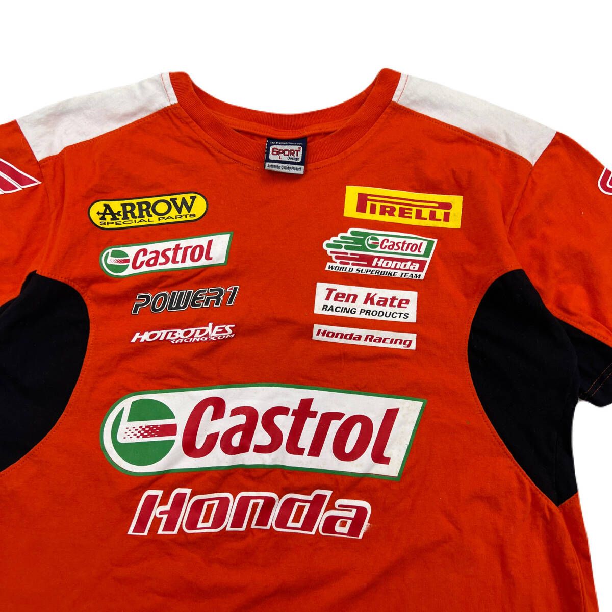 HONDA 半袖 Tシャツ ロゴ多数 レーシング Lサイズ メンズ オレンジ