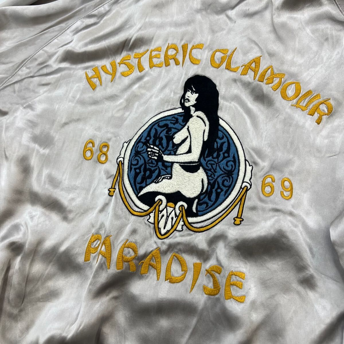 HYSTERIC GLAMOUR ☆ ヒステリックグラマー シルバー スカジャン ブルゾン S メンズ ミリタリー ストリート アメカジ 希少 古着■O186 HYSTERIC GLAMOUR ☆ ヒステリックグラマー シルバー スカジャン
