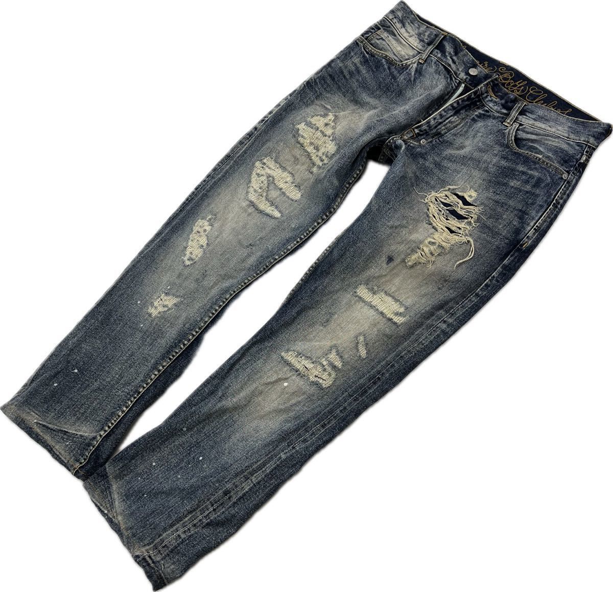 BILLIONAIRE BOYS CLUB ☆ クラッシュ加工◎ デニムパンツ ジーンズ W36 ストリート ラグジュアリー ビリオネア ボーイズクラブ■Ja7096 BILLIONAIRE BOYS CLUB ☆ クラッシュ加工◎ デニムパンツ ジーンズ