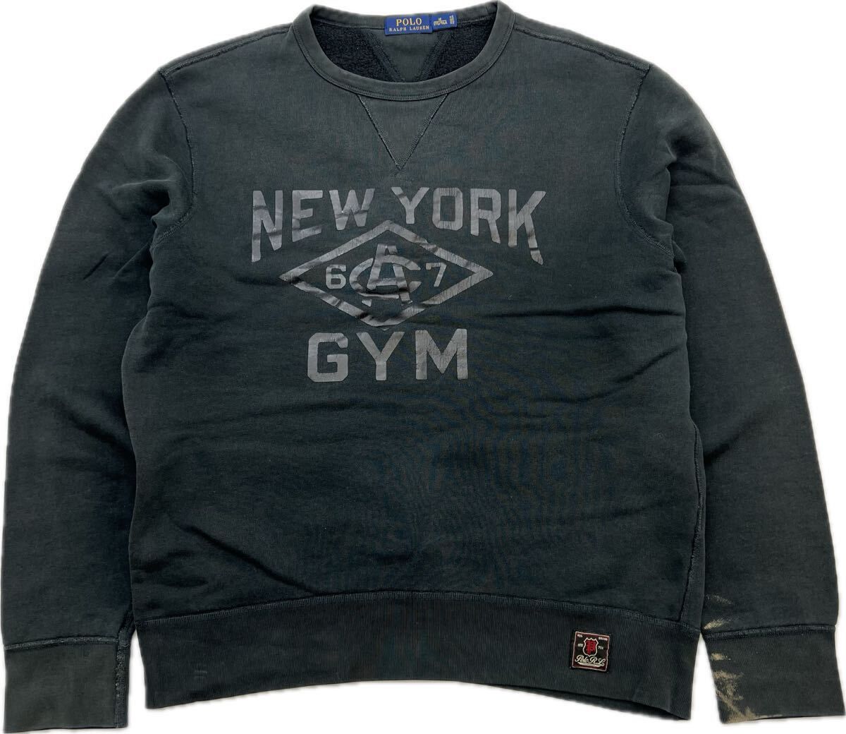 POLO RALPH LAUREN ☆ NEW YORK GYM スウェット シャツ トレーナー チャコールブラック M アメカジ ストリート ポロラルフローレン■S3462 POLO RALPH LAUREN ☆ NEW YORK GYM スウェット シャツ トレーナー
