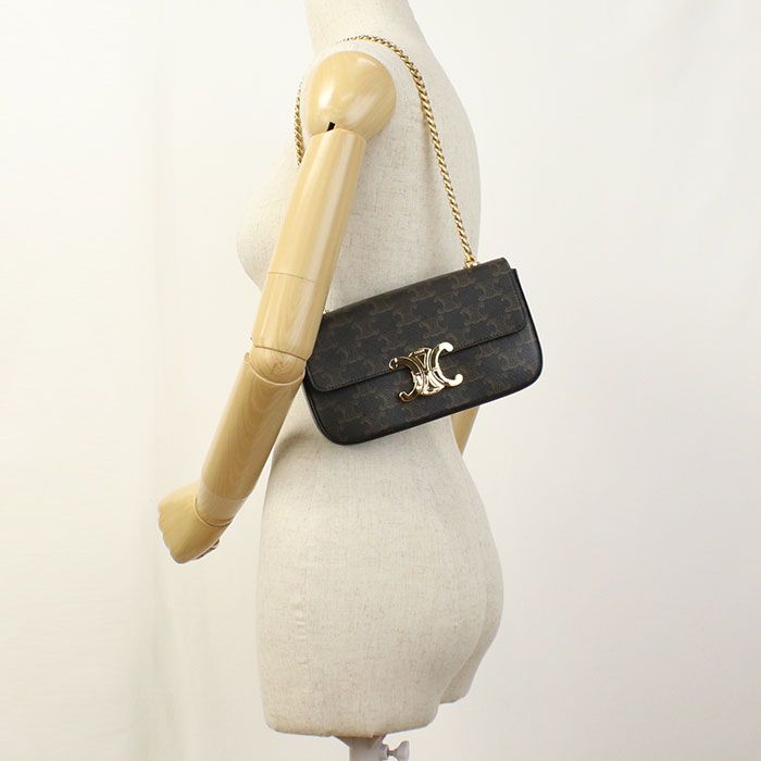 CELINE セリーヌ チェーン トリオンフキャンバス ショルダーバッグ PVC