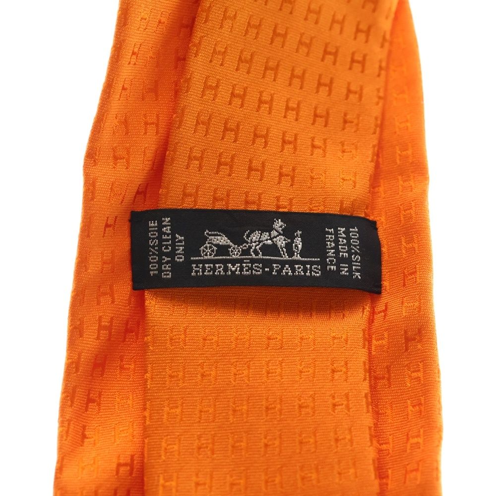 HERMES エルメス ネクタイ ファソネ H柄 オレンジ HERMES (エルメス) ファソネ H柄 シルクネクタイ オレンジ - メルカリ