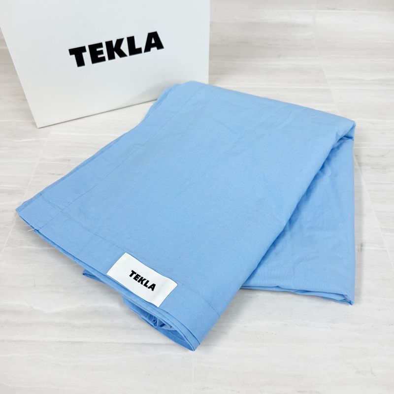 【新品・訳あり】 TEKLA テクラ ベッドシーツ3 シングル 180×260 ブルー コットン100