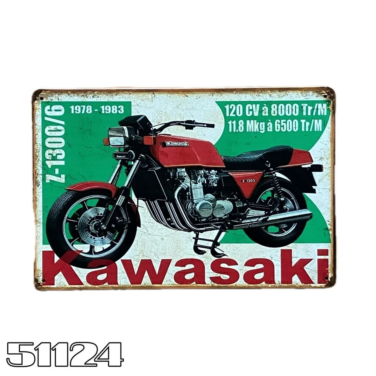 51124］ブリキ看板 カワサキ Z1300 川崎重工業 オートバイ バイク