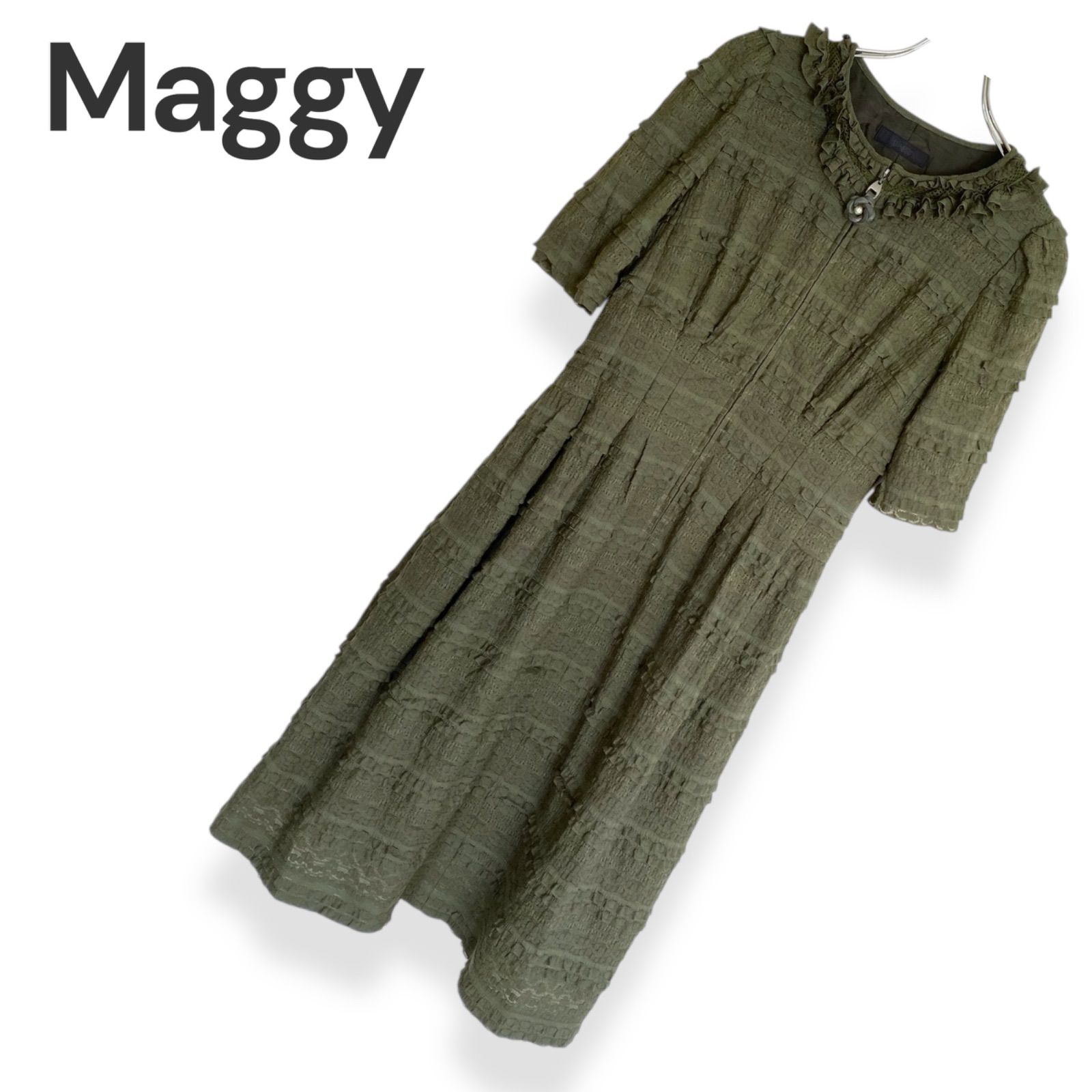 Maggy 銀座マギー Maggy 総レースワンピース レディース 38 M カーキ 