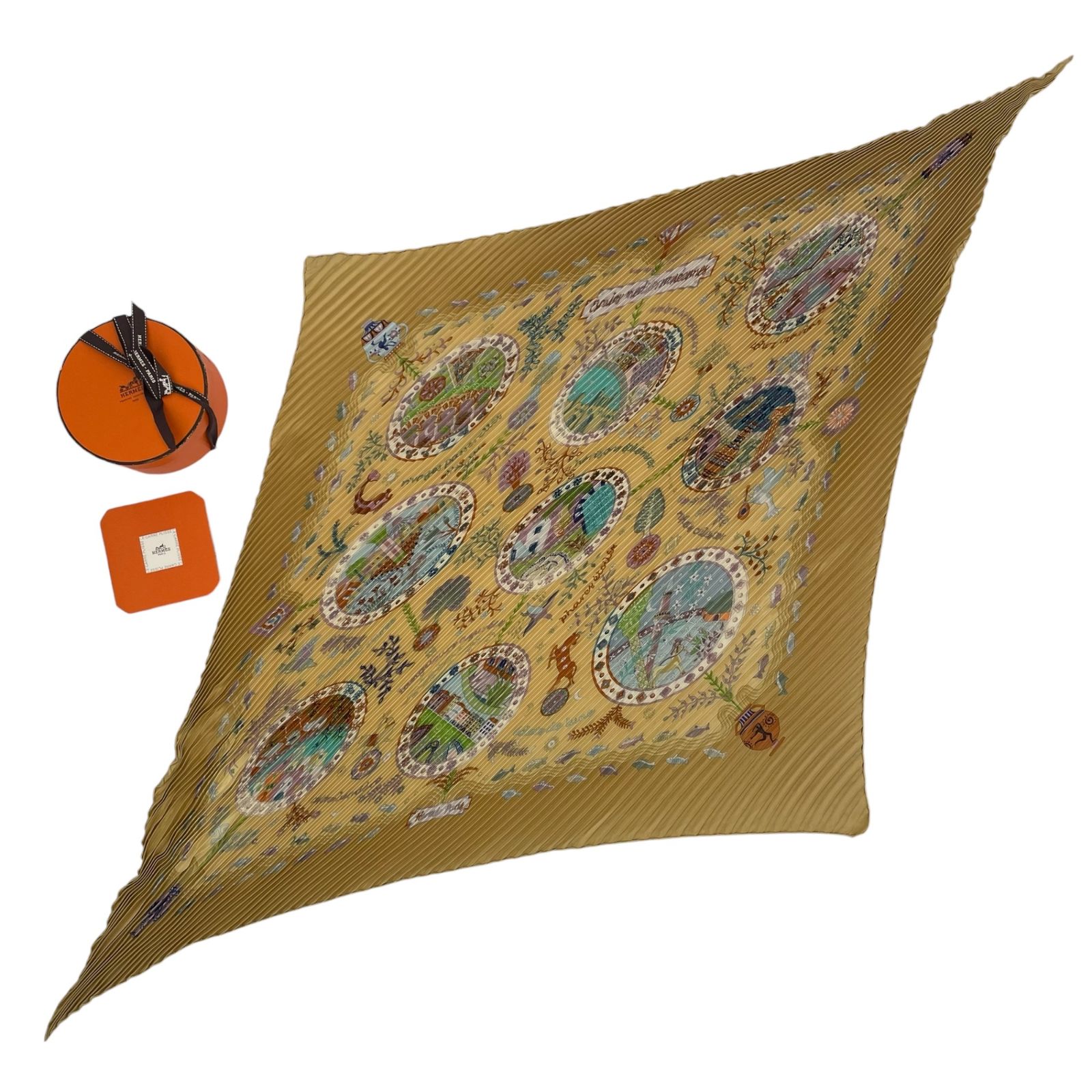 エルメス スカーフ プリーツスカーフ イエロー