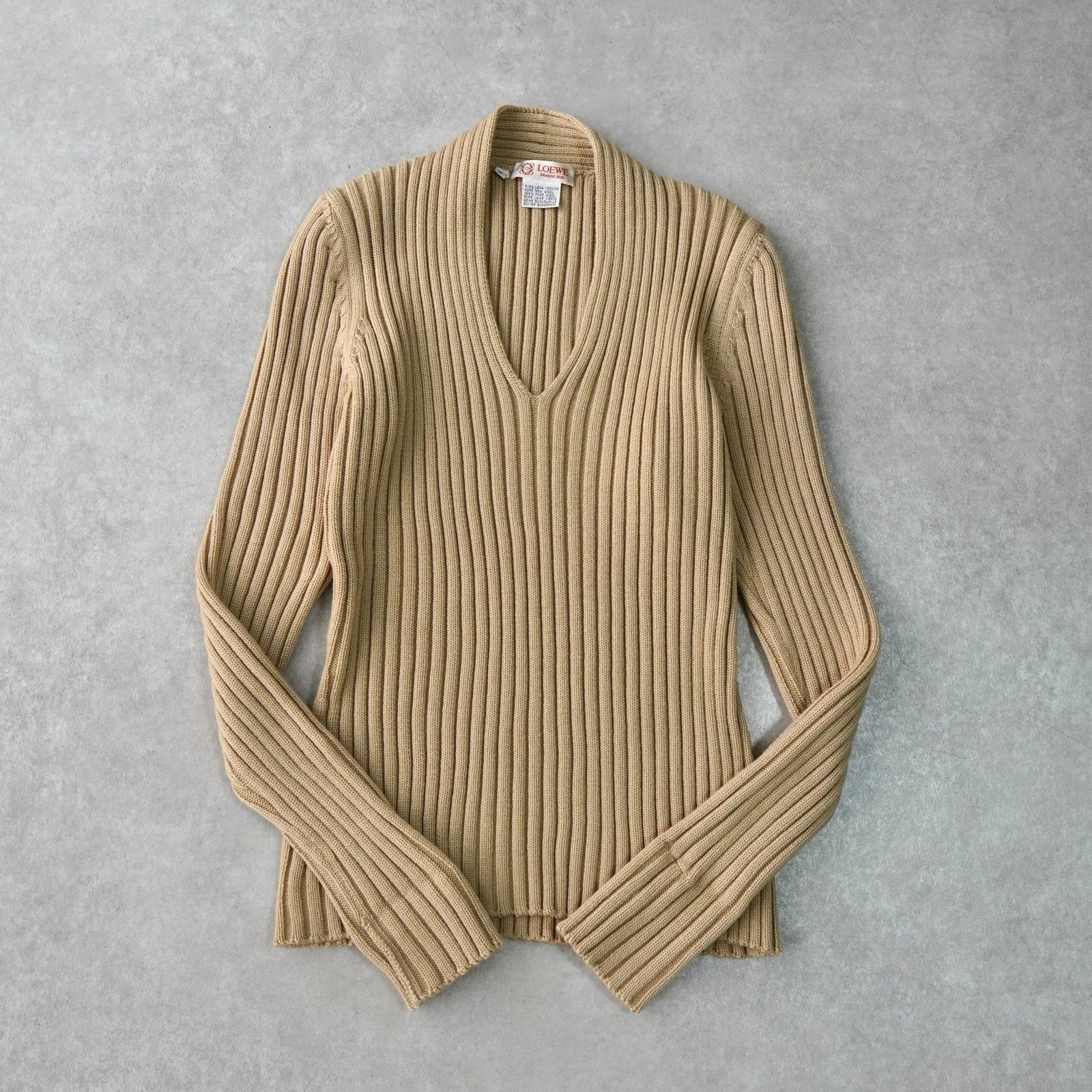 loewe ロエベ23AW バイカラーVネックケーブルニット