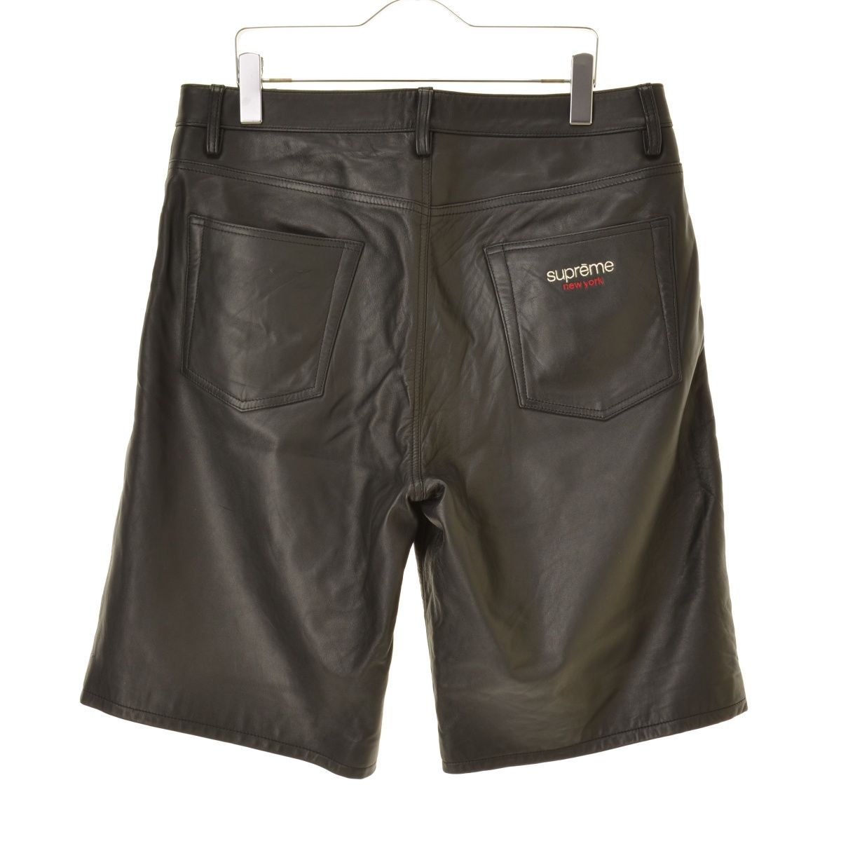 SUPREME】25SS Baggy Leather Short Blackハーフパンツ - メルカリ