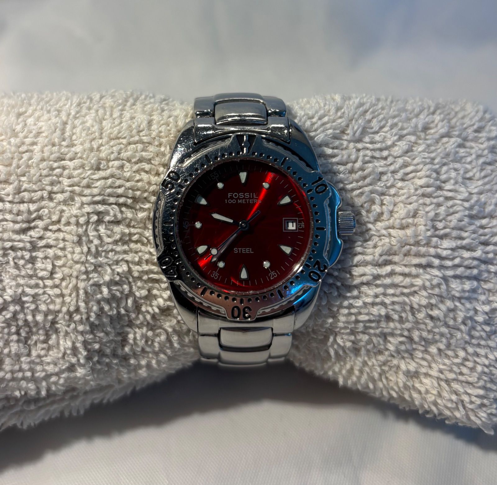 直営限定 ✨新電池交換済✨ Fossil big tic 赤文字盤 JR-8002 y2k