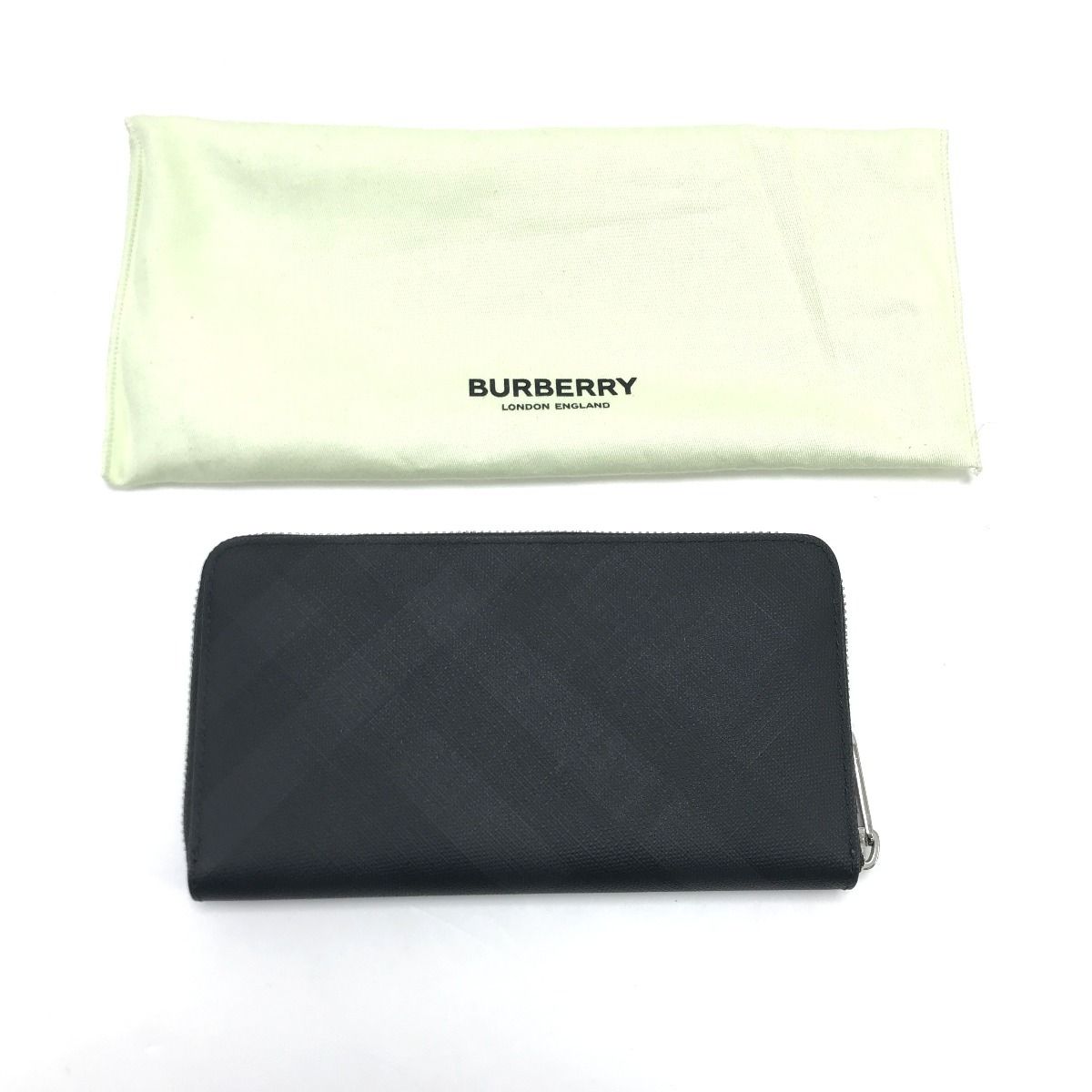 BURBERRY バーバリー 長財布 チェック柄ラウンドファスナー ブラック 