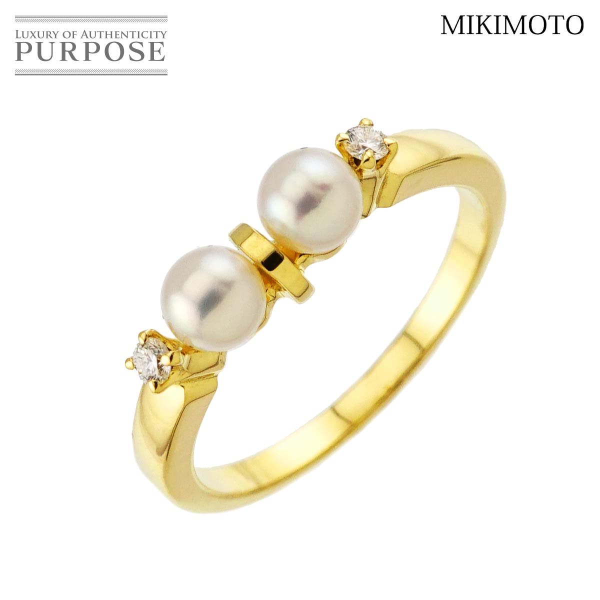 ミキモト MIKIMOTO 9号 リング ベビーパール 3.8mm ダイヤ K18 YG 