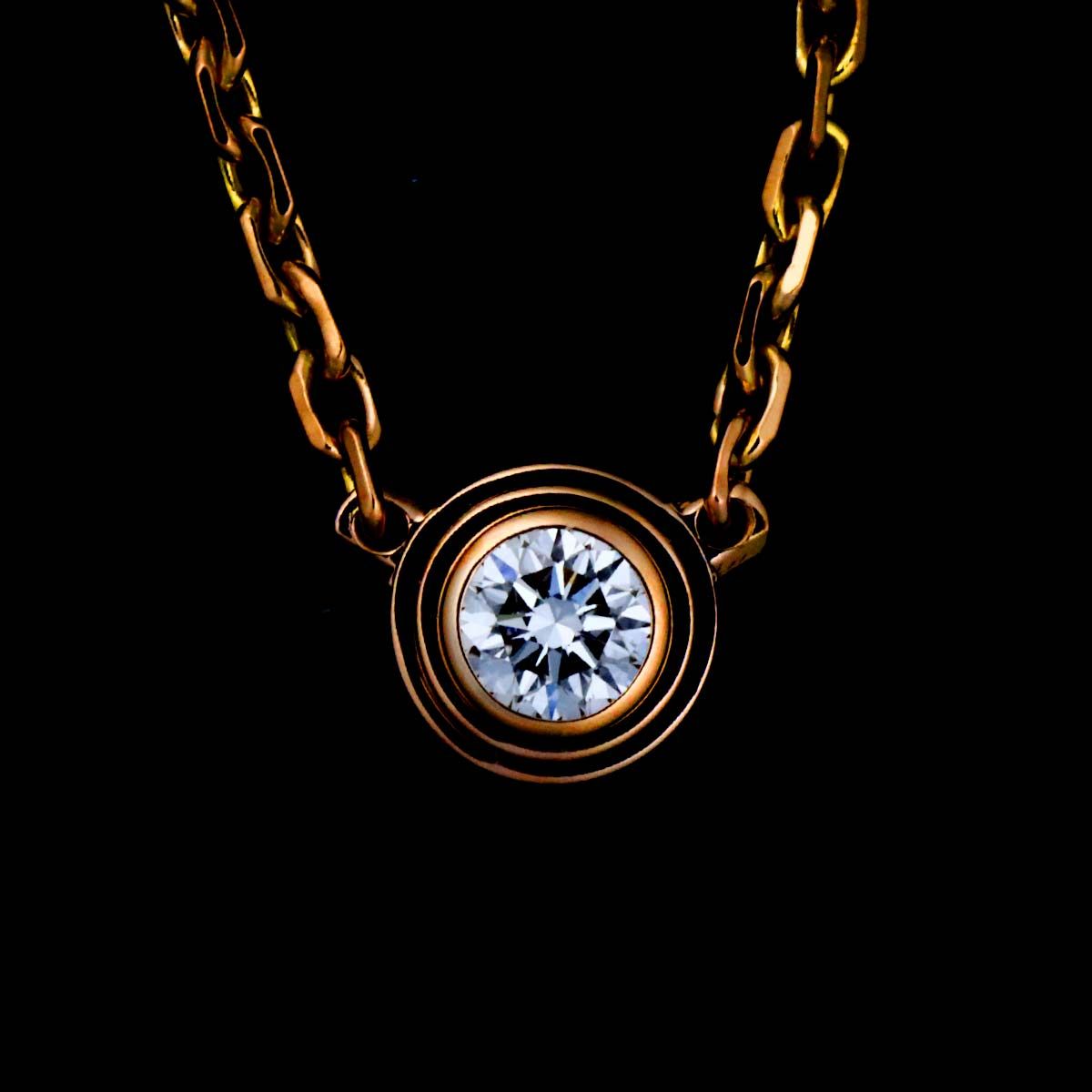 カルティエ Cartier ダムール ダイヤ ネックレス XS 41cm K18 PG 